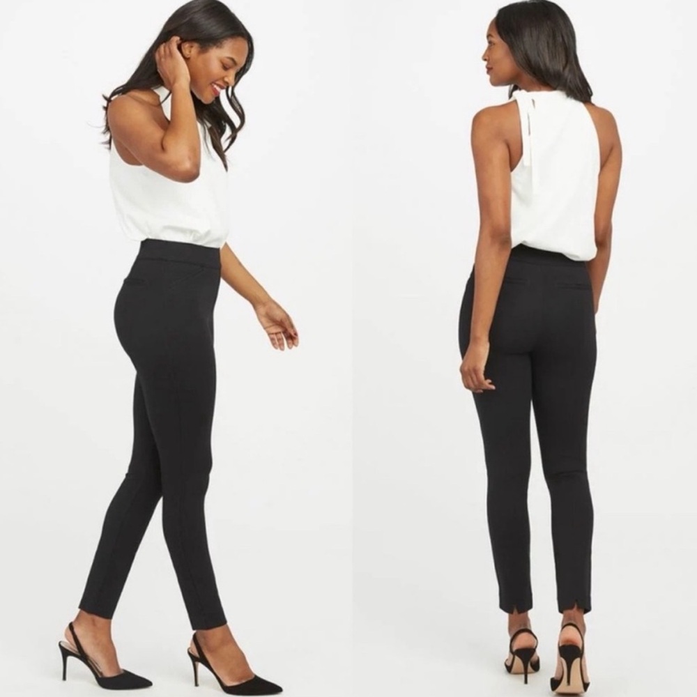Spanx The Perfect Black Pant Ponte Ankle Backseam Skinny Leggings Medium Petite